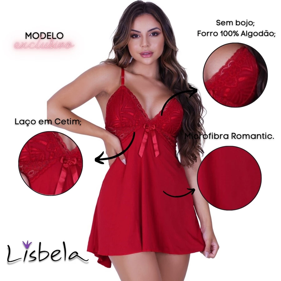 Camisola Sexy sem Bojo Sensual Costas Abertas Com Calcinha Regulável