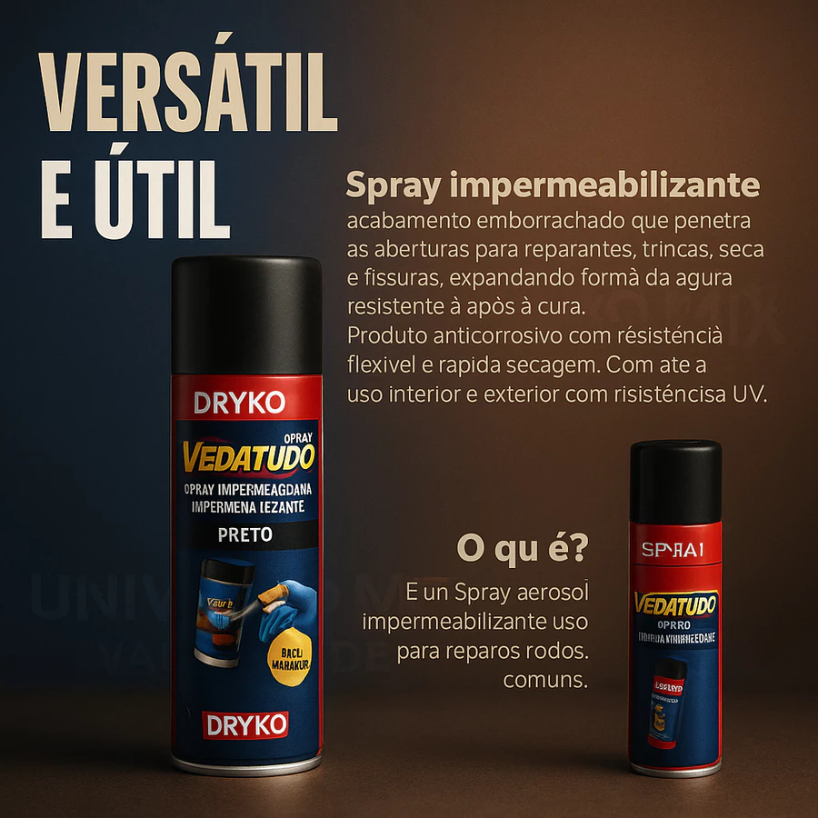Spray Veda Tudo Borracha Líquida Impermeabilizante Transparente 100ml